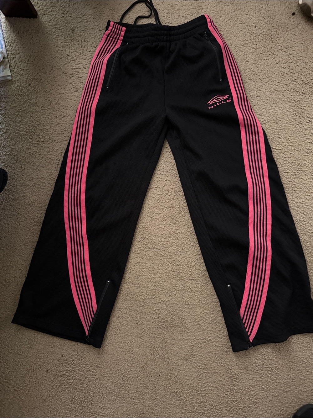 Kids' Black Sweat Joggers with Pink Side Stripes